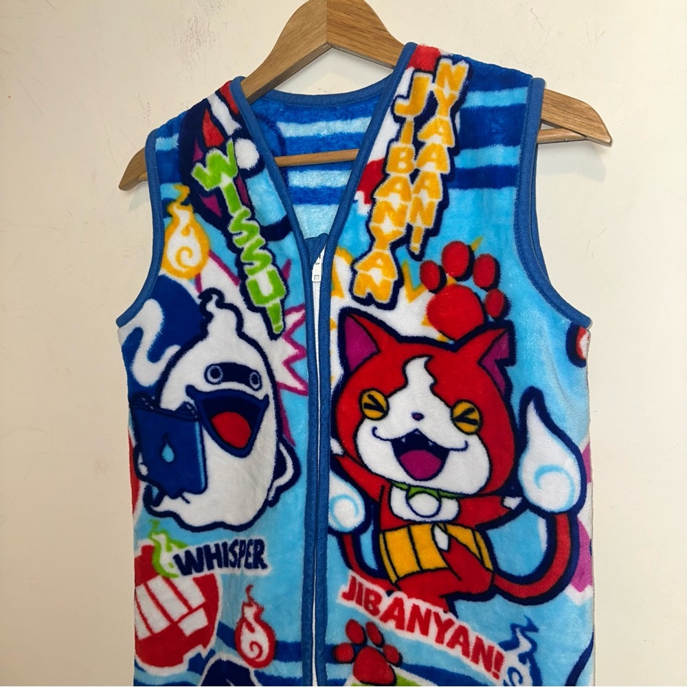Vintage Japanese Yokai Watch Games Sleeveless Fullprint Fleece Vest Pokémon Y2K